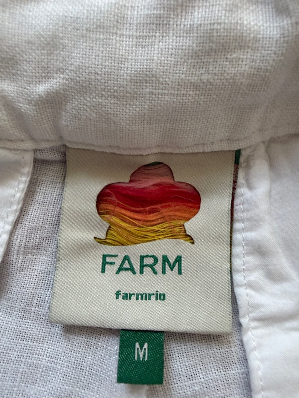 FARM Rio Off White Fruit Beauty Eurofax Premium Linen Richelieu Running Shorts - Picture 2 of 6